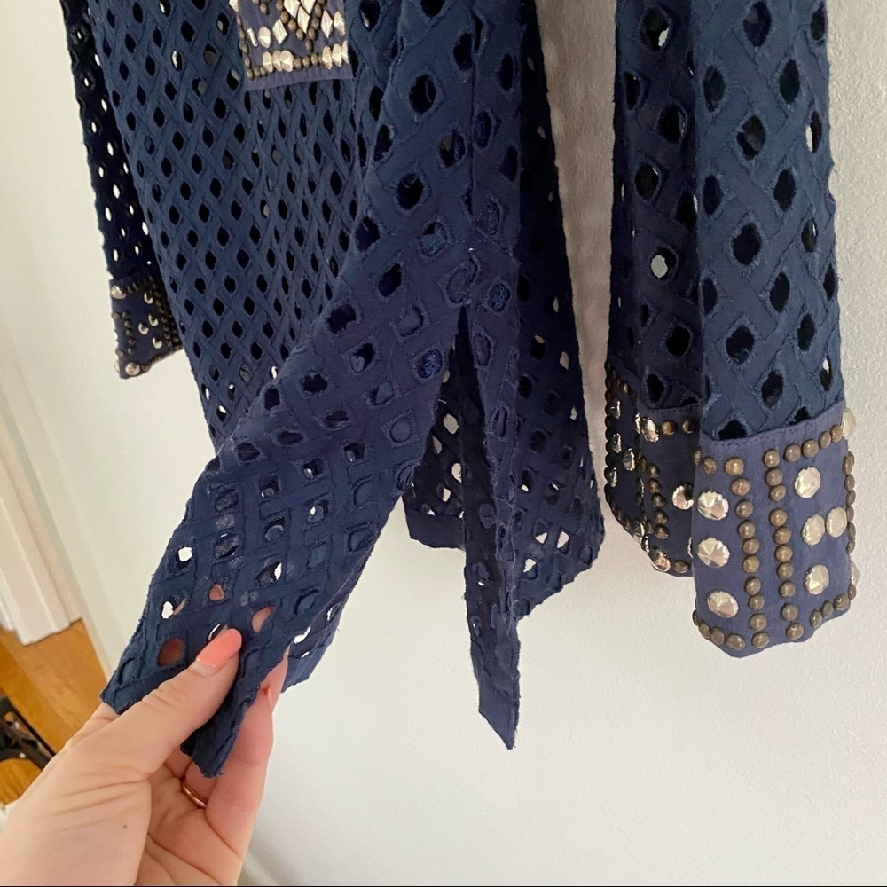 Boston Proper Navy Blue Broderie Anglaise Tunic - Picture 4 of 5